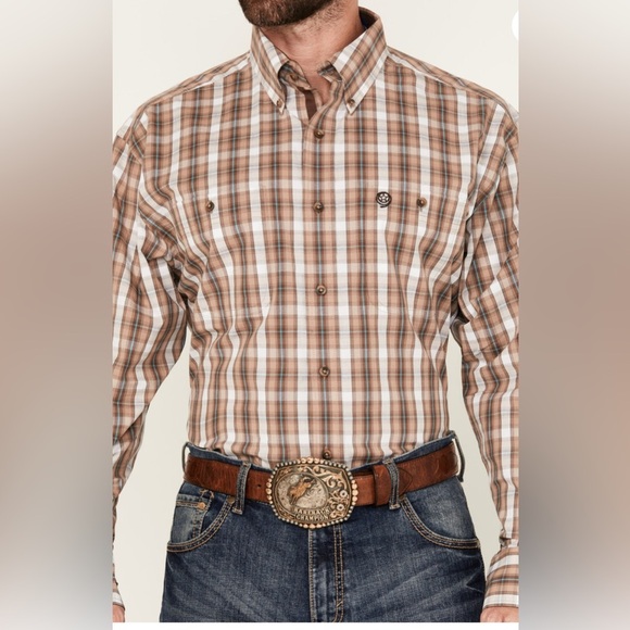 GEORGE STRAIT BY WRANGLER MEN'S PLAID LONG SLEEVE BUTTON-DOWN WESTERN SHIRT - Picture 2 of 4